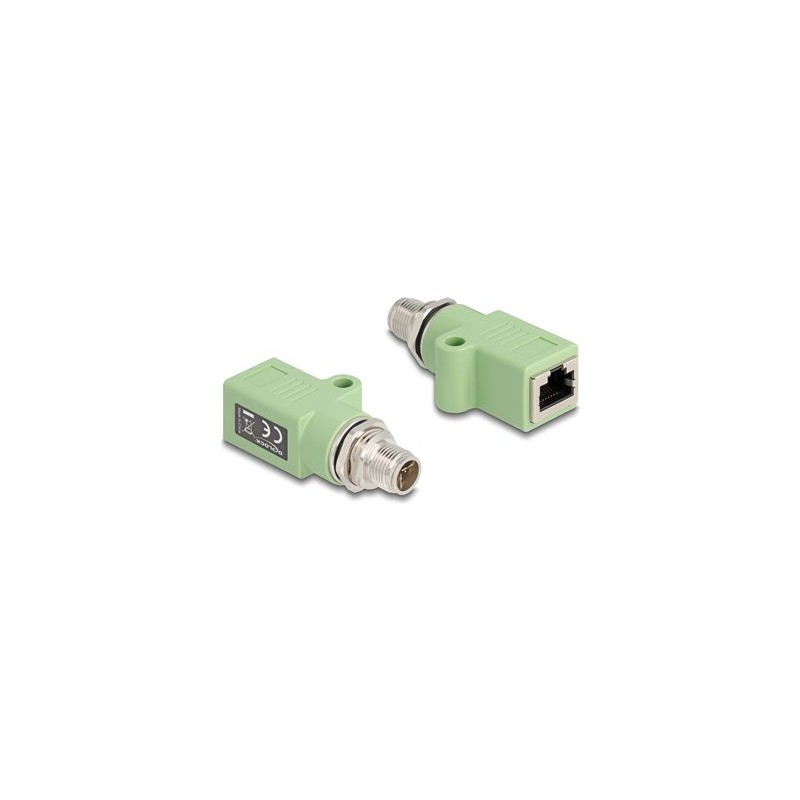 Delock - Sítový adaptér - 8 pin M12-X (M) rovné do RJ-45 (F) rovné - STP - CAT 5e - X-kódovaný - zelená
