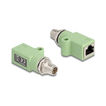 Delock - Sítový adaptér - 8 pin M12-X (M) rovné do RJ-45 (F) rovné - STP - CAT 5e - X-kódovaný - zelená
