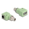 Delock - Sítový adaptér - 8 pin M12-X (M) se závitem do RJ-45 (F) pravoúhlý - STP - CAT 5e - X-kódovaný - zelená
