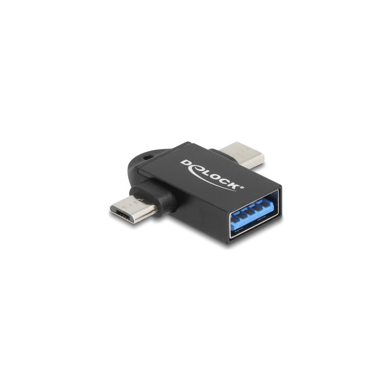 Delock - USB adaptér - USB (F) do 24 pin USB-C, Micro USB typ B (M) - USB 3.2 - 20 V - 2 A - Rychlé nabíjení, rychlost prenosu