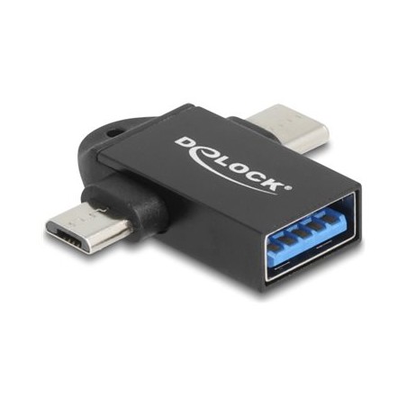 Delock - USB adaptér - USB (F) do 24 pin USB-C, Micro USB typ B (M) - USB 3.2 - 20 V - 2 A - Rychlé nabíjení, rychlost prenosu