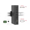 Delock - Rozbocovac - prumyslový, s ochranou ESD 15kV - 7 x USB 2.0 - lze montovat na konzolu DIN, pro pripevnení na zed