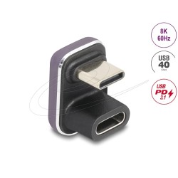 Delock - USB adaptér - USB-C (M) úhel do USB-C (M) úhel - USB 3.2 / Thunderbolt 4 - 48 V - 5 A - podpora napájení Power