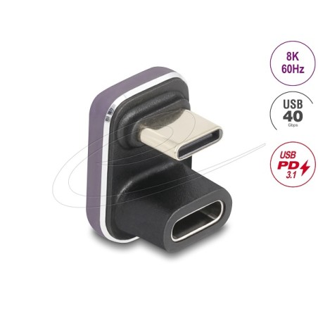 Delock - USB adaptér - USB-C (M) úhel do USB-C (M) úhel - USB 3.2 / Thunderbolt 4 - 48 V - 5 A - podpora napájení Power