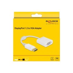 Delock - Video adaptér - DisplayPort (M) s jazýčkem do HD-15 (VGA) (F) šroubovací - DisplayPort 1.2 - 15 cm - pasivní, 1080p