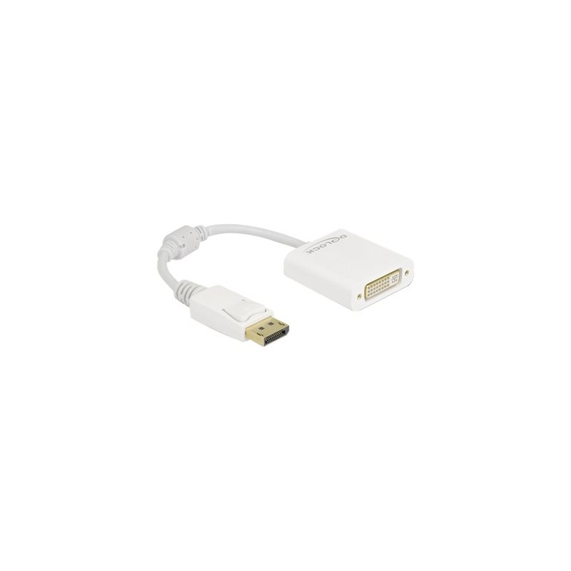 Delock - Video adaptér - DisplayPort (M) s jazýčkem do DVI-I (F) šroubovací - DisplayPort 1.1 - 15 cm - pasivní, 1080p podpora