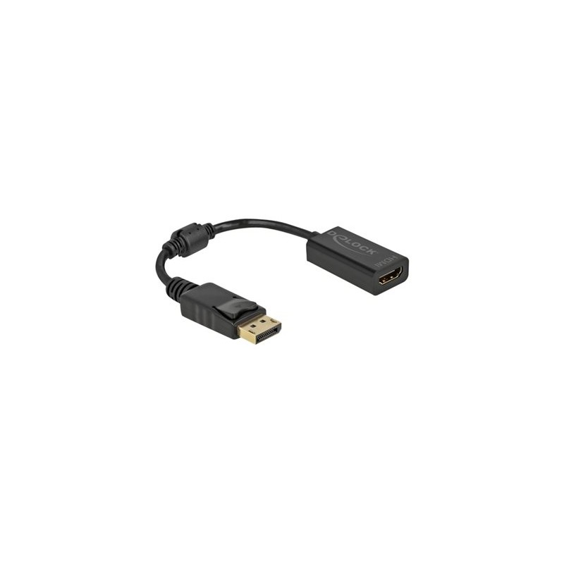Delock - Video adaptér - DisplayPort s piny (male) zamykací do HDMI se zdířkami (female) - 15 cm - černá - pasivní konvertor