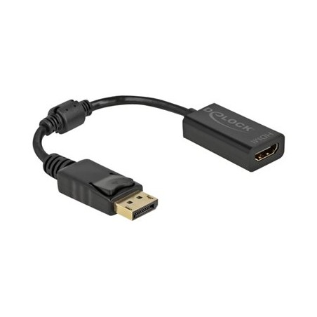 Delock - Video adaptér - DisplayPort s piny (male) zamykací do HDMI se zdířkami (female) - 15 cm - černá - pasivní konvertor