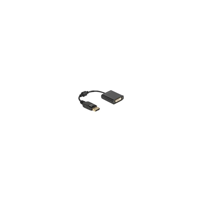 Delock - Kabel adaptéru - DisplayPort (M) s jazýčkem do DVI-I (F) šroubovací - DisplayPort 1.1 - 15 cm - pasivní - černá