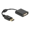 Delock - Kabel adaptéru - DisplayPort (M) s jazýčkem do DVI-I (F) šroubovací - DisplayPort 1.1 - 15 cm - pasivní - černá