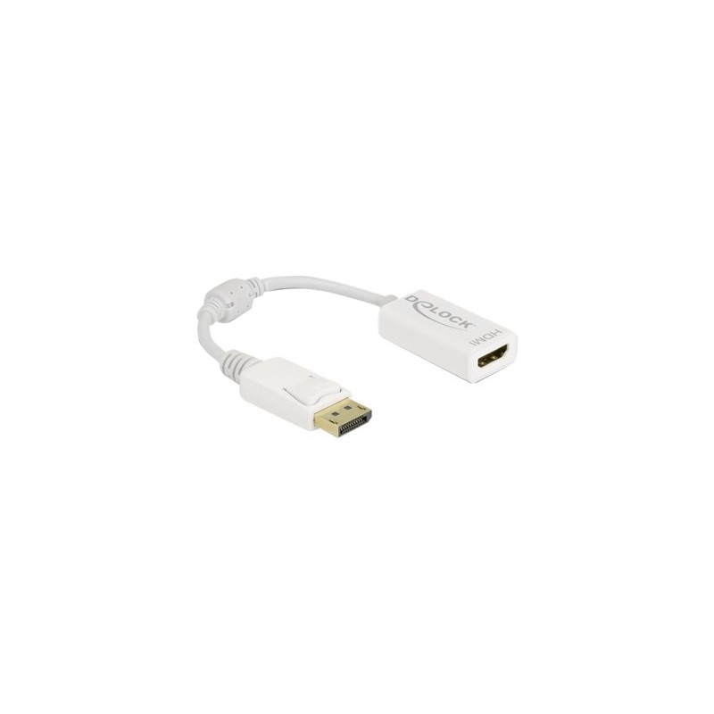 Delock - Video adaptér - DisplayPort s piny (male) zamykací do HDMI se zdířkami (female) - 15 cm - bílá - pasivní konvertor