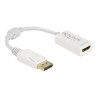 Delock - Video adaptér - DisplayPort s piny (male) zamykací do HDMI se zdířkami (female) - 15 cm - bílá - pasivní konvertor
