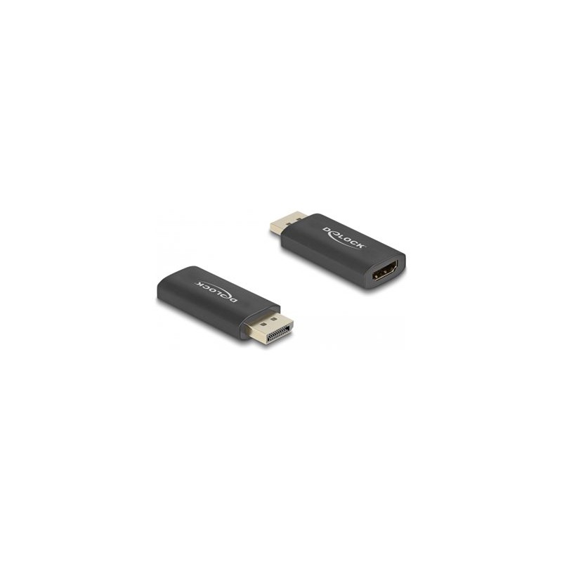 Delock - Video adaptér - DisplayPort s piny (male) do HDMI se zdírkami (female) - cerná - aktivní, podpora HDR10