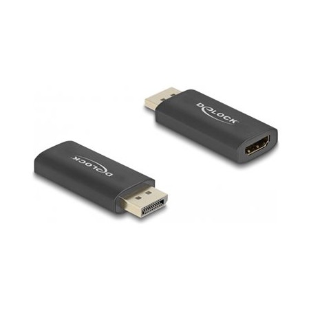 Delock - Video adaptér - DisplayPort s piny (male) do HDMI se zdírkami (female) - cerná - aktivní, podpora HDR10