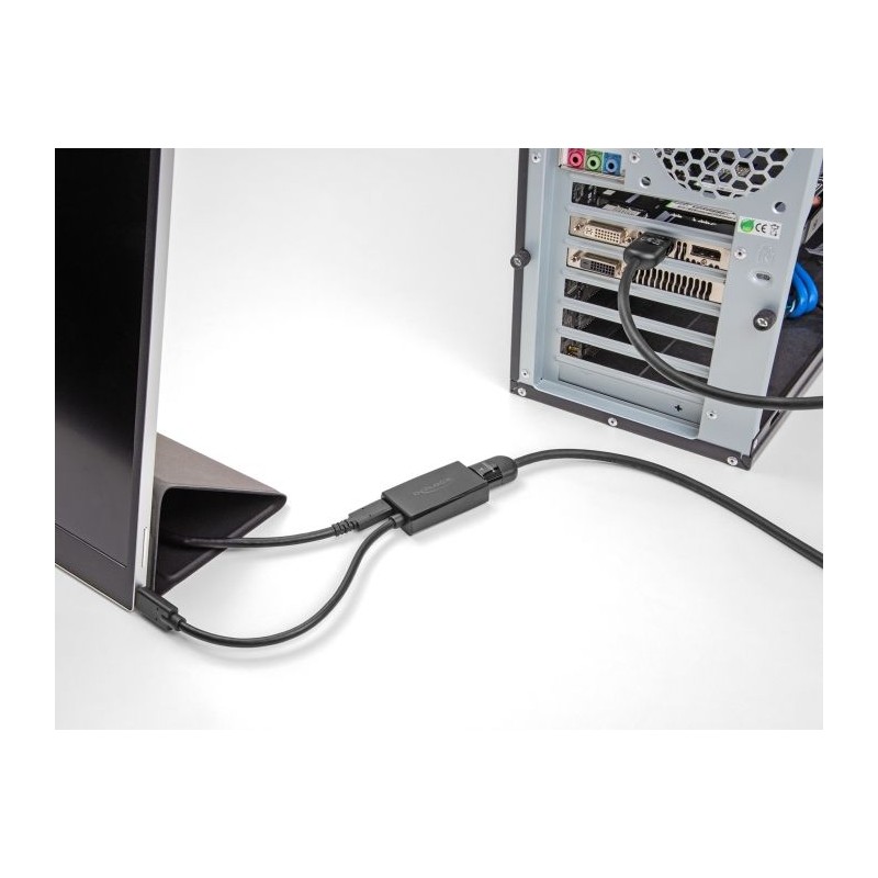 Delock - Video adaptér - HDMI, 24 pin USB-C se zdírkami (female) do 24 pin USB-C s piny (male) - 15 cm - cerná - USB napájení
