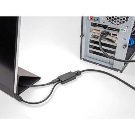 Delock - Video adaptér - HDMI, 24 pin USB-C se zdírkami (female) do 24 pin USB-C s piny (male) - 15 cm - cerná - USB napájení