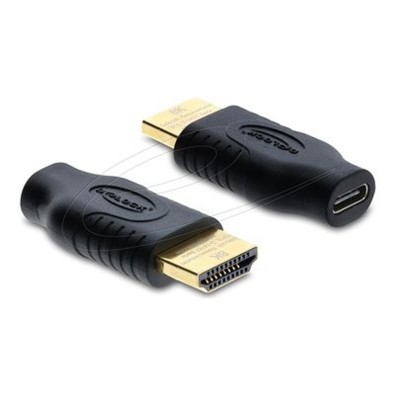 Delock - Ultra High Speed - video adaptér - USB-C s piny (male) do HDMI se zdírkami (female) - cerná - podpora 8K60Hz (7680 x