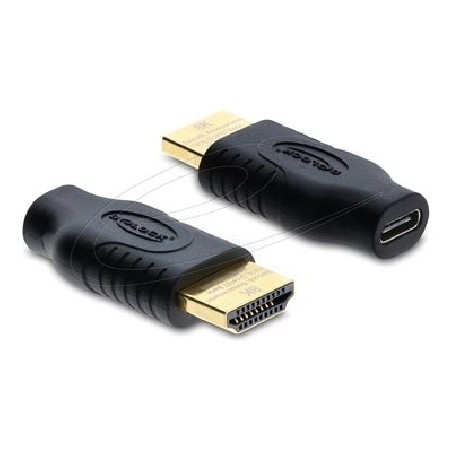 Delock - Ultra High Speed - video adaptér - USB-C s piny (male) do HDMI se zdírkami (female) - cerná - podpora 8K60Hz (7680 x