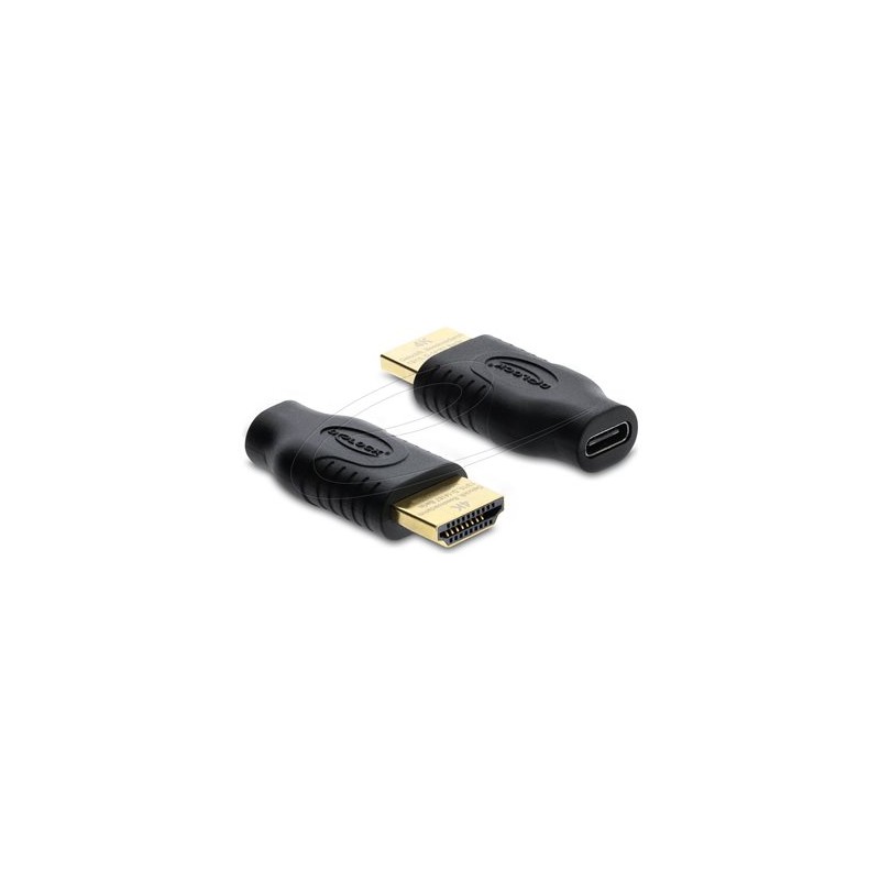 Delock - High Speed - video adaptér - USB-C s piny (male) do HDMI se zdírkami (female) - cerná - podpora 4K60 Hz (3840 x 2160)