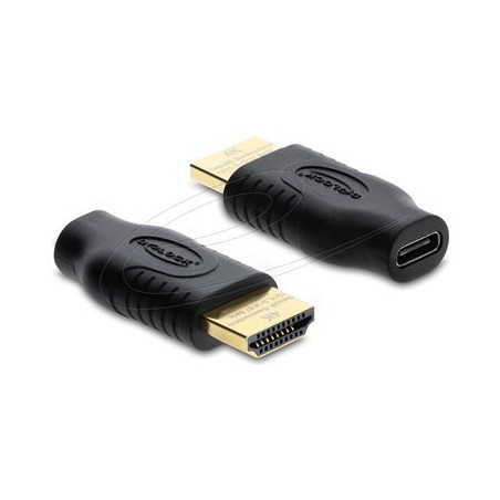 Delock - High Speed - video adaptér - USB-C s piny (male) do HDMI se zdírkami (female) - cerná - podpora 4K60 Hz (3840 x 2160)