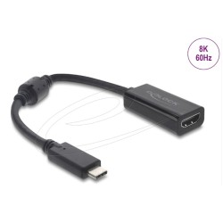 Delock - Kabel adaptéru - USB-C s piny (male) do HDMI s piny (male) - 15 cm - cerná - podpora 8K60Hz (7680 x 4320), podpora