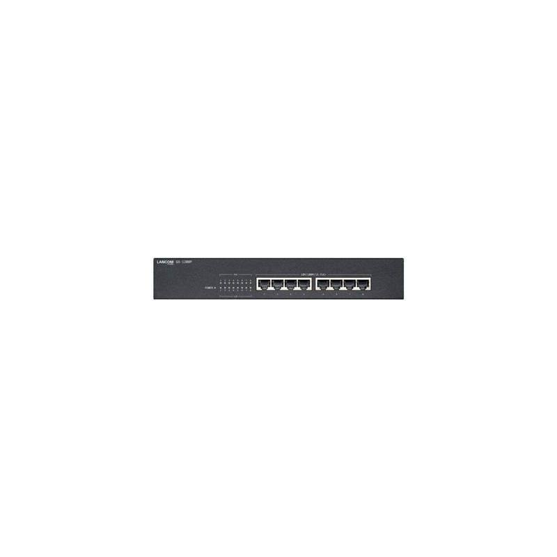LANCOM GS-1208P - Prepínac - nerízený - 8 x 10/100/1000 (PoE+) - desktop, Lze montovat do rozvadece - PoE+ (65 W)
