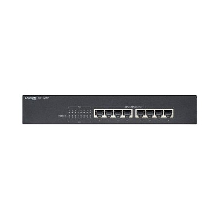 LANCOM GS-1208P - Prepínac - nerízený - 8 x 10/100/1000 (PoE+) - desktop, Lze montovat do rozvadece - PoE+ (65 W)