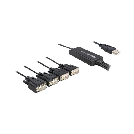 Delock USB 2.0 4 x Serial Adapter - Sériový adaptér - USB - RS-232 x 4 61887