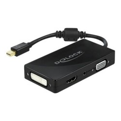 Delock - Video adaptér - Mini DisplayPort s piny (male) do HD-15 (VGA), mini-phone stereo 3.5 mm, DVI-I, HDMI, Micro USB typ B