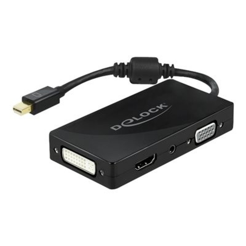 Delock - Video adaptér - Mini DisplayPort s piny (male) do HD-15 (VGA), mini-phone stereo 3.5 mm, DVI-I, HDMI, Micro USB typ B