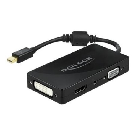 Delock - Video adaptér - Mini DisplayPort s piny (male) do HD-15 (VGA), mini-phone stereo 3.5 mm, DVI-I, HDMI, Micro USB typ B