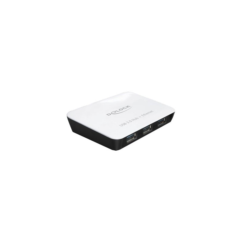Delock USB 3.0 Hub 3 Port + 1 Port Gigabit LAN 10/100/1000 Mb/s - Síťový adaptér - USB 3.0 - 1GbE - 1000Base-T + 3 x USB 3.0