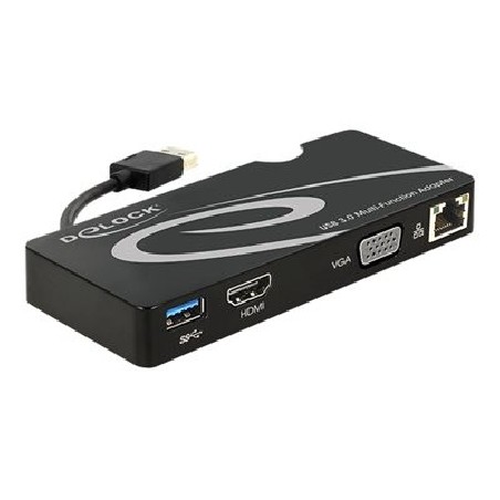 Delock - Dokovací stanice - USB - VGA, HDMI - 1GbE