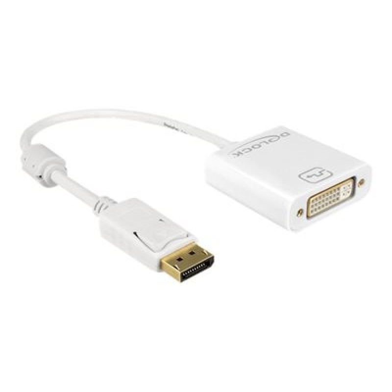 Delock - Adaptér DisplayPort - DisplayPort (M) do DVI-I (F) - 20 cm - bílá