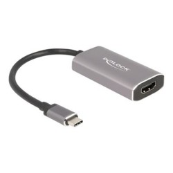 Delock - Video adaptér - 24 pin USB-C s piny (male) do HDMI se zdířkami (female) - 20 cm - šedá - podpora 8K60Hz (7680 x 4320)