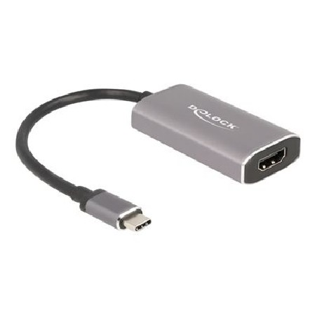 Delock - Video adaptér - 24 pin USB-C s piny (male) do HDMI se zdířkami (female) - 20 cm - šedá - podpora 8K60Hz (7680 x 4320)
