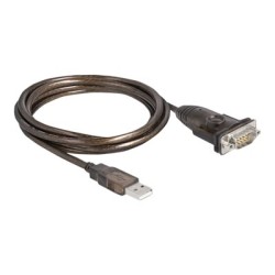 Delock - USB / sériový kabel - USB (M) do DB-9 (M) šroubovací - 1.5 m - průhledná černá