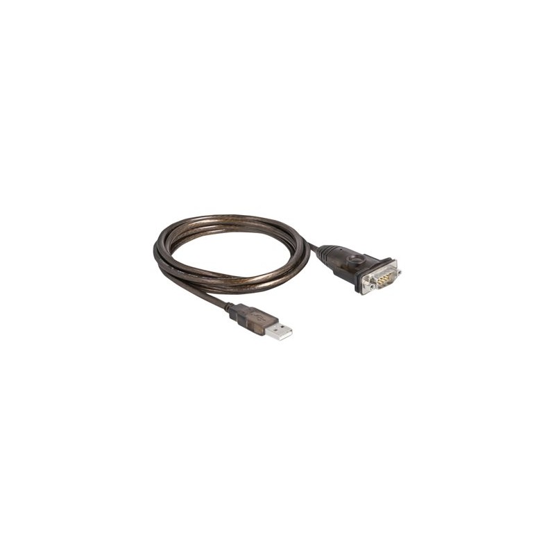 Delock - USB / sériový kabel - USB (M) do DB-9 (M) šroubovací - 1.5 m - průhledná černá