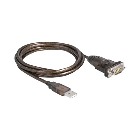 Delock - USB / sériový kabel - USB (M) do DB-9 (M) šroubovací - 1.5 m - průhledná černá