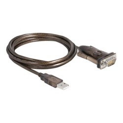Delock - USB / sériový kabel - USB (M) do DB-9 (M) - 1.5 m - křídlové šrouby - černá, průhledná