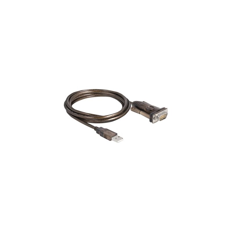Delock - USB / sériový kabel - USB (M) do DB-9 (M) - 1.5 m - křídlové šrouby - černá, průhledná