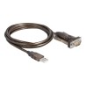 Delock - USB / sériový kabel - USB (M) do DB-9 (M) - 1.5 m - křídlové šrouby - černá, průhledná