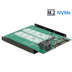 Delock Converter SATA 22 pin / SFF-8643 NVMe 1 x M.2 NGFF Key M + 1 x M.2 NGFF Key B - Bay adaptér pro datový sklad - 3.5" to 2