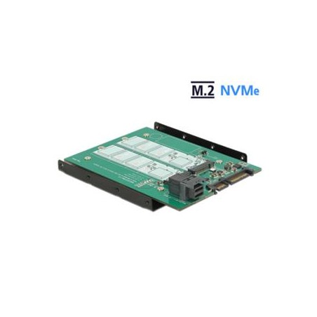 Delock Converter SATA 22 pin / SFF-8643 NVMe 1 x M.2 NGFF Key M + 1 x M.2 NGFF Key B - Bay adaptér pro datový sklad - 3.5" to 2