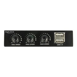 Delock 3.5" Front Panel 2 x USB 2.0 and fan control - Panel portů úložiště - USB 2.0 x 2 - černá