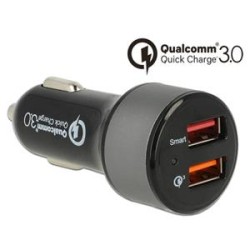Navilock - Napájecí adaptér do auta - 3 A - QC 3.0 - 2 výstupní konektory (USB) - černá