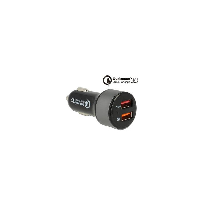 Navilock - Napájecí adaptér do auta - 3 A - QC 3.0 - 2 výstupní konektory (USB) - černá