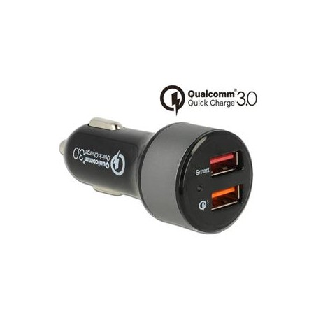 Navilock - Napájecí adaptér do auta - 3 A - QC 3.0 - 2 výstupní konektory (USB) - černá