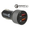 Navilock - Napájecí adaptér do auta - 3 A - QC 3.0 - 2 výstupní konektory (USB) - černá
