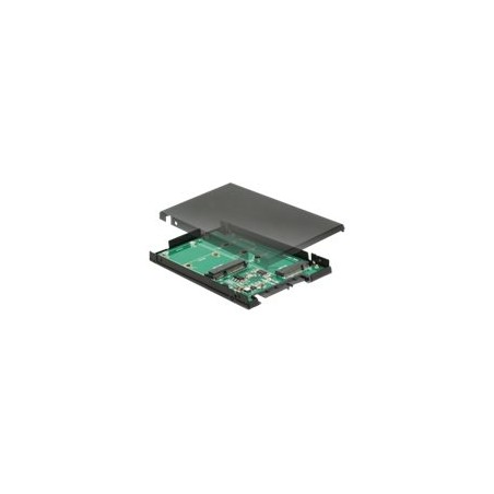 Delock 2.5" Converter SATA 22 pin 1 x M.2 key B + 1 x mSATA - 9.5 mm - Řadič úložiště - mSATA, M.2 - M.2 Card / mSATA - SATA
